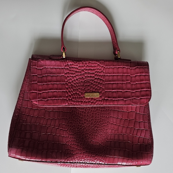 Etienne Aigner Genuine Leather Crocodile Satchel Vintage Handbag - Picture 2 of 14